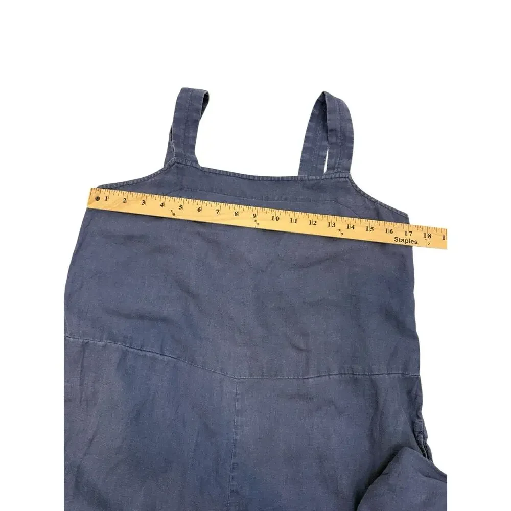 Everlane Jumpsuit Womens 6 Blue Linen Wide Leg Sleeveless Pockets Lagenlook